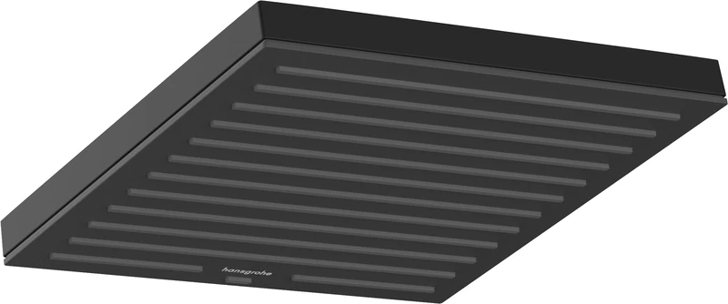 hansgrohe Pulsify E - Water-Saving Head Shower 8,4 l/min (EcoSmart), Shower Head Square (260 x 260 mm), Rainfall Shower Head 1 Spray for Wall or Ceiling mounting, Anti-limescale, matt Black, 24331670