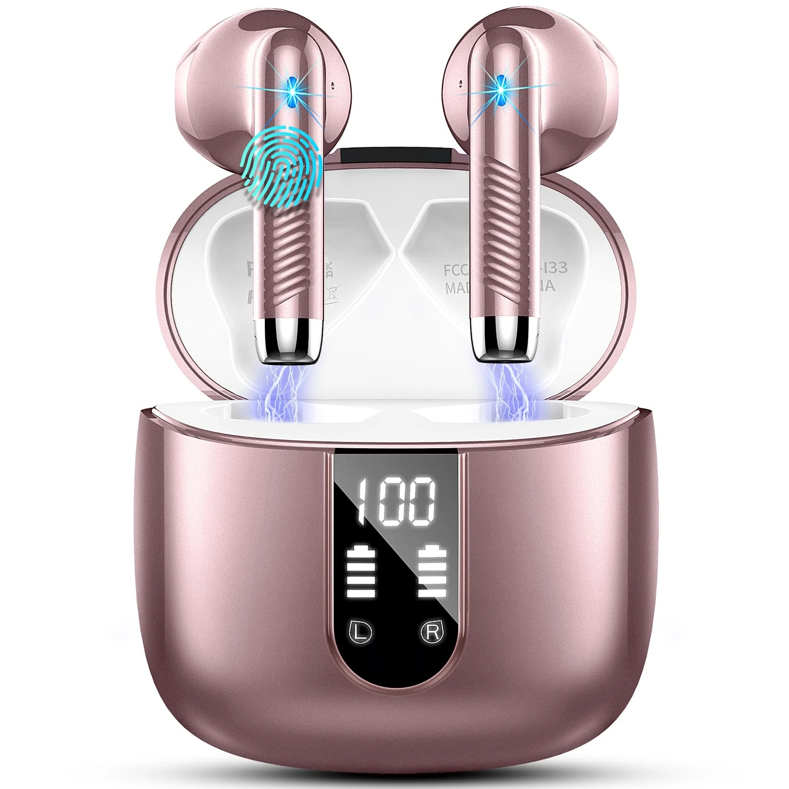 Wireless Earbuds, Bluetooth 5.4 Headphones NEW Wireless Headphones with 4 ENC Mic, 56H Bluetooth Earphones in Ear Noise Cancelling Deep Bass, Mini Ear Buds Bluetooth Earbuds IP7 Waterproof LED Display