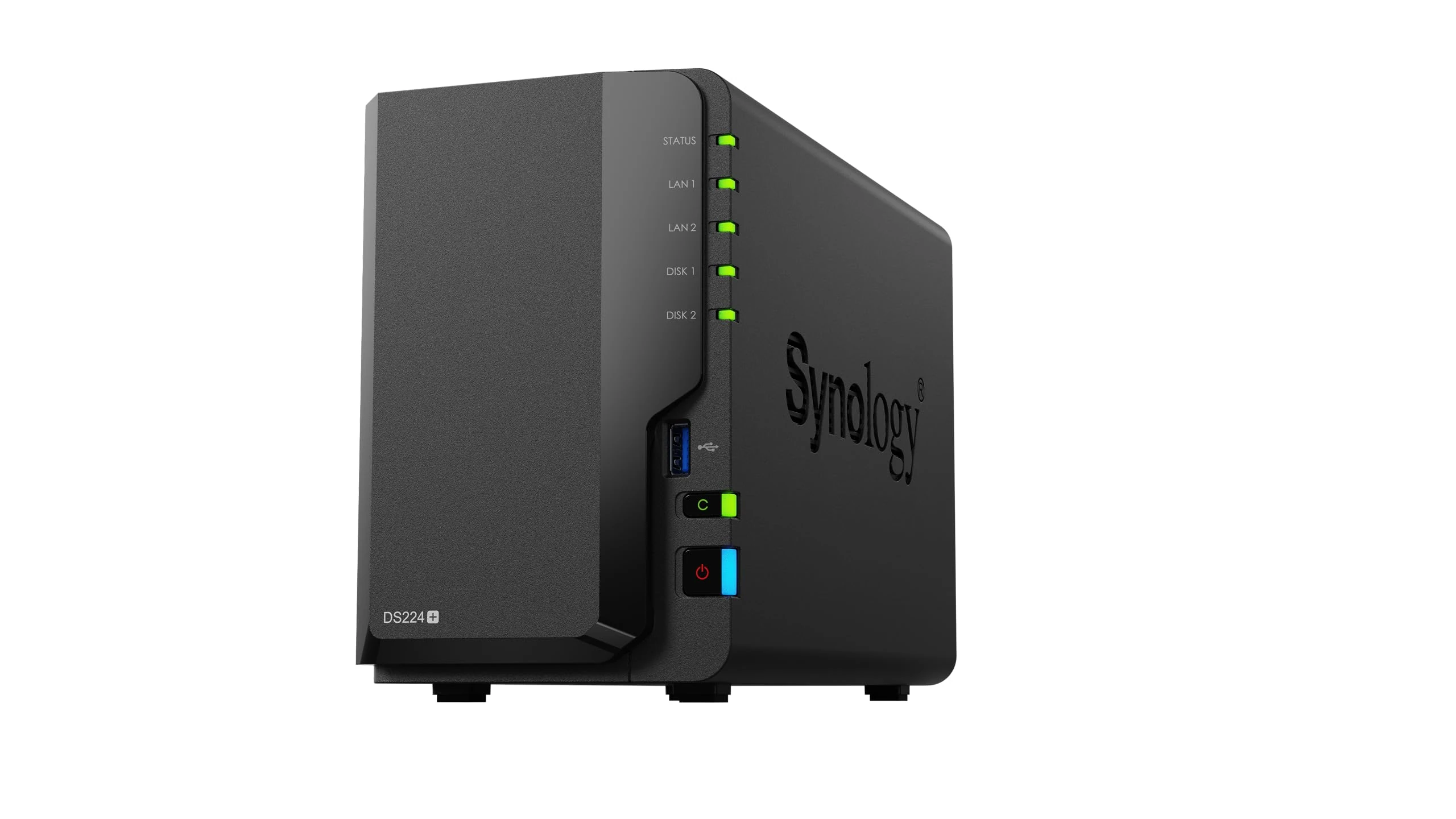 Synology 2-Bay DS224+ (Black) NAS, Metal, Surface Mount, Compatible with Computers & Laptops
