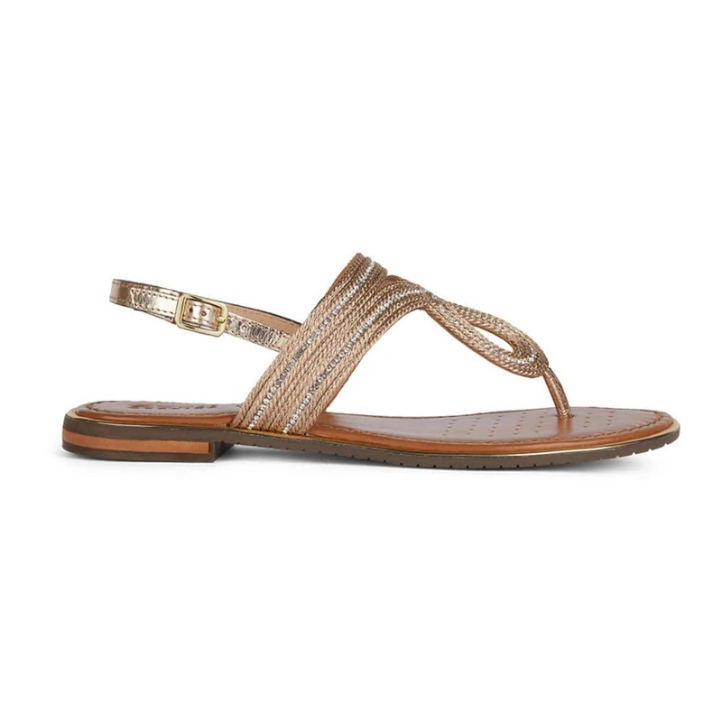 Geox Women's D Sozy Plus E Flat sandal, Dk Gold, 3 UK