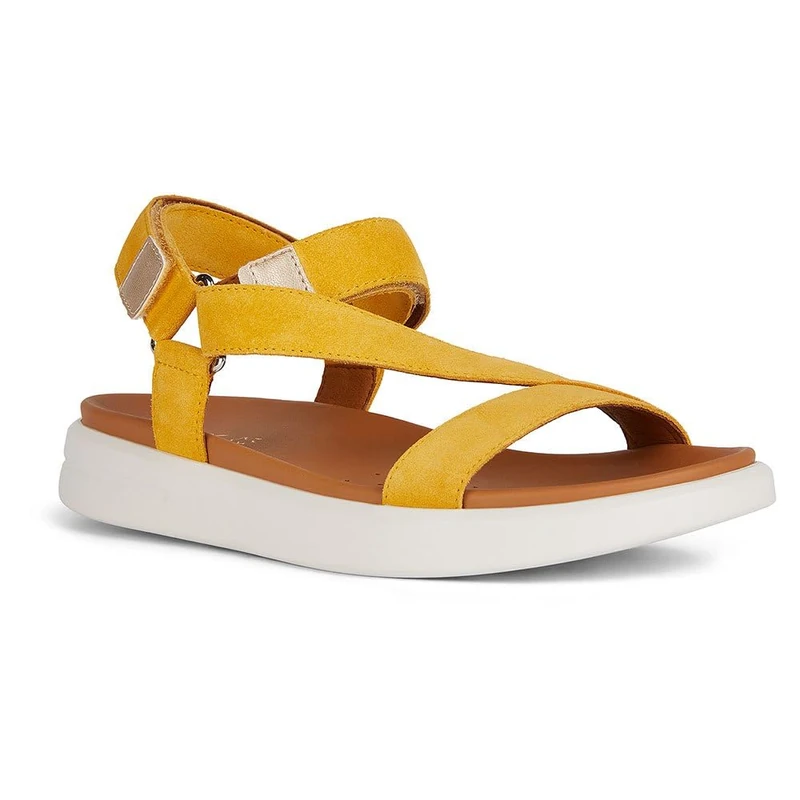Geox Women's D Xand 2s B Wedge Sandal, Yellow Lt Gold, 4 UK