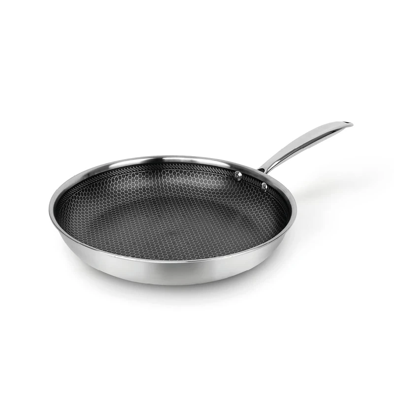Qulinart by Brandt - The Frying pan with Non-Stick Coating is Suitable for All Types of cookers, Including Induction, Without PFOA and lid (Triply, 28 cm)