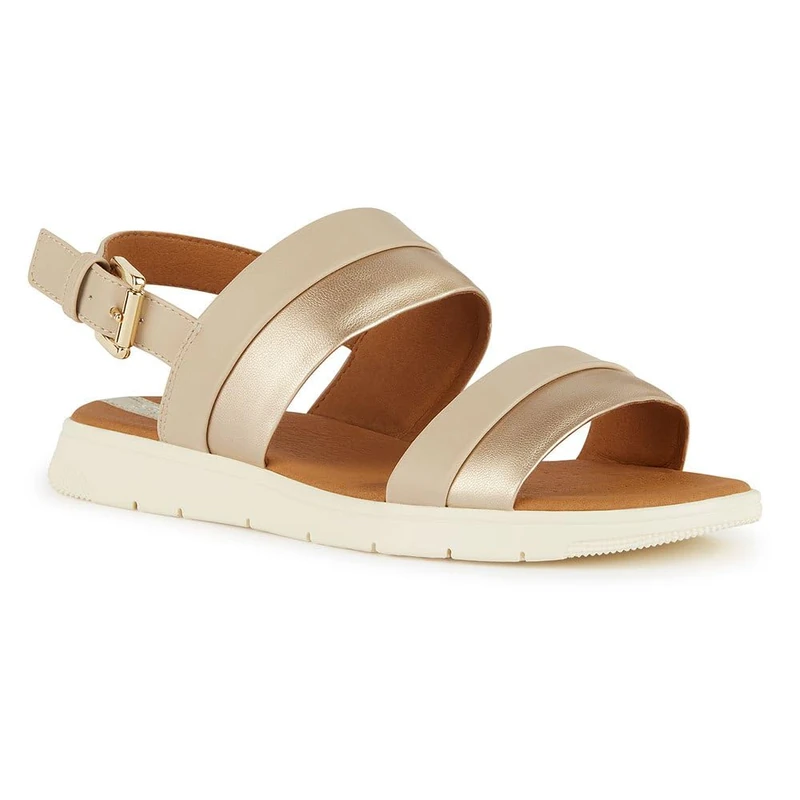 Geox Women's D Dandra Sandal, Beige Lt Gold, 4 UK