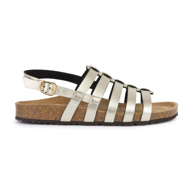 Geox Women's D Brionia F Flat Sandals, Gold, 4 UK