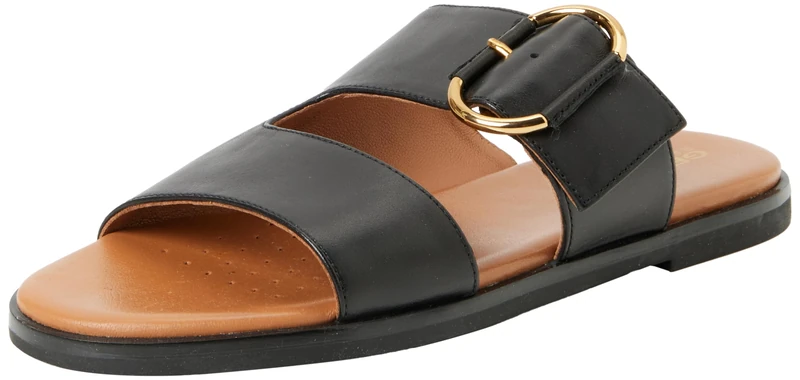 Geox Women's D Naileen A Flat Sandal, black, 6 UK