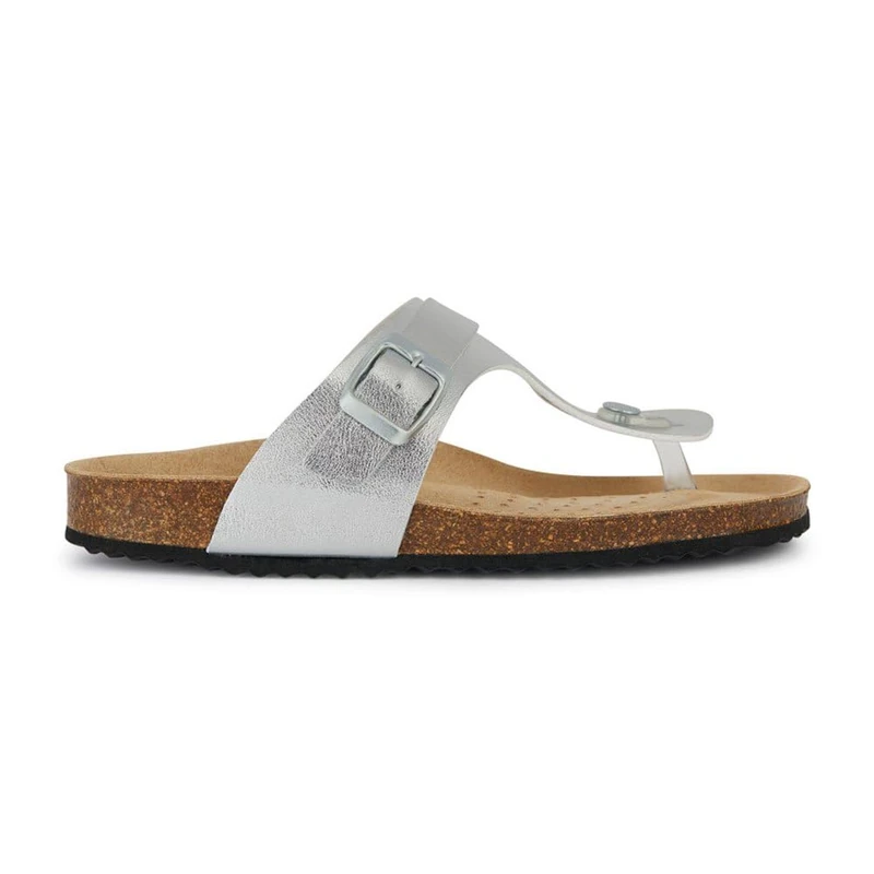 Geox Women's D Brionia K Flip Flop, Silver, 2 UK