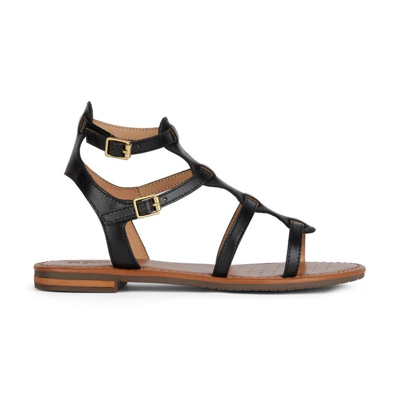 Geox Women's D Sozy S B Flat Sandal, Black, 36 EU, black, 3 UK