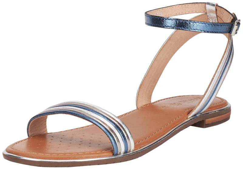 Geox Women's D Sozy Plus F Flat Sandal, Navy Silver, 5 UK