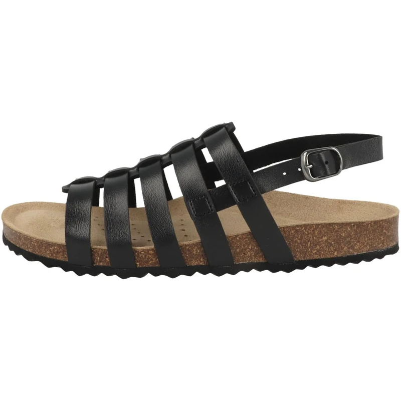 Geox Women's D Brionia F Flat Sandals, black, 4 UK