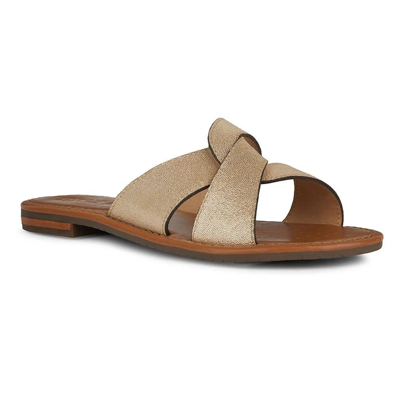 Geox Girls' D Sozy S C Flat Sandals, Gold, 7.5 UK