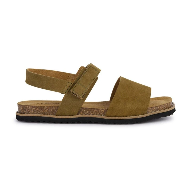 Geox Girls' D Leuca CFlat Sandal, Sage, 4 UK