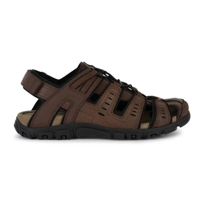 Geox Men's Uomo Strada C Sandal Sports, dark brown, 9 UK