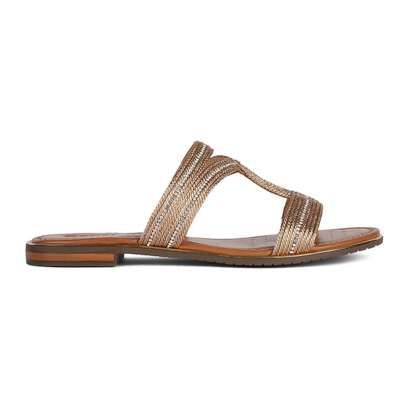 Geox D Sozy Plus D Flat Sandal, DK Gold, Dk Gold, 2.5 UK
