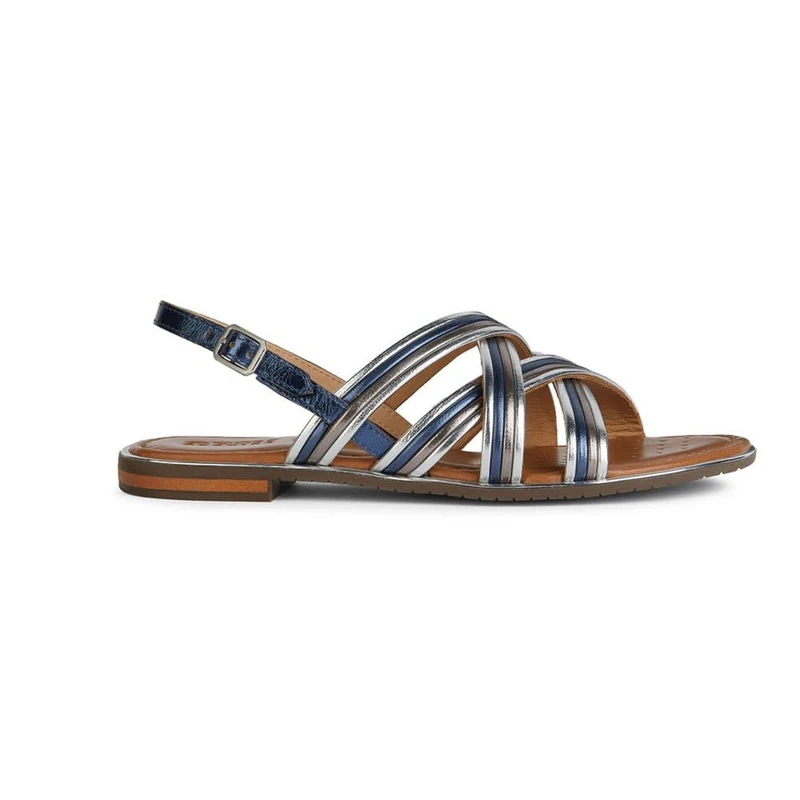 Geox Women's D Sozy Plus G Flat Sandals, Navy silver, 5 UK - Image 1