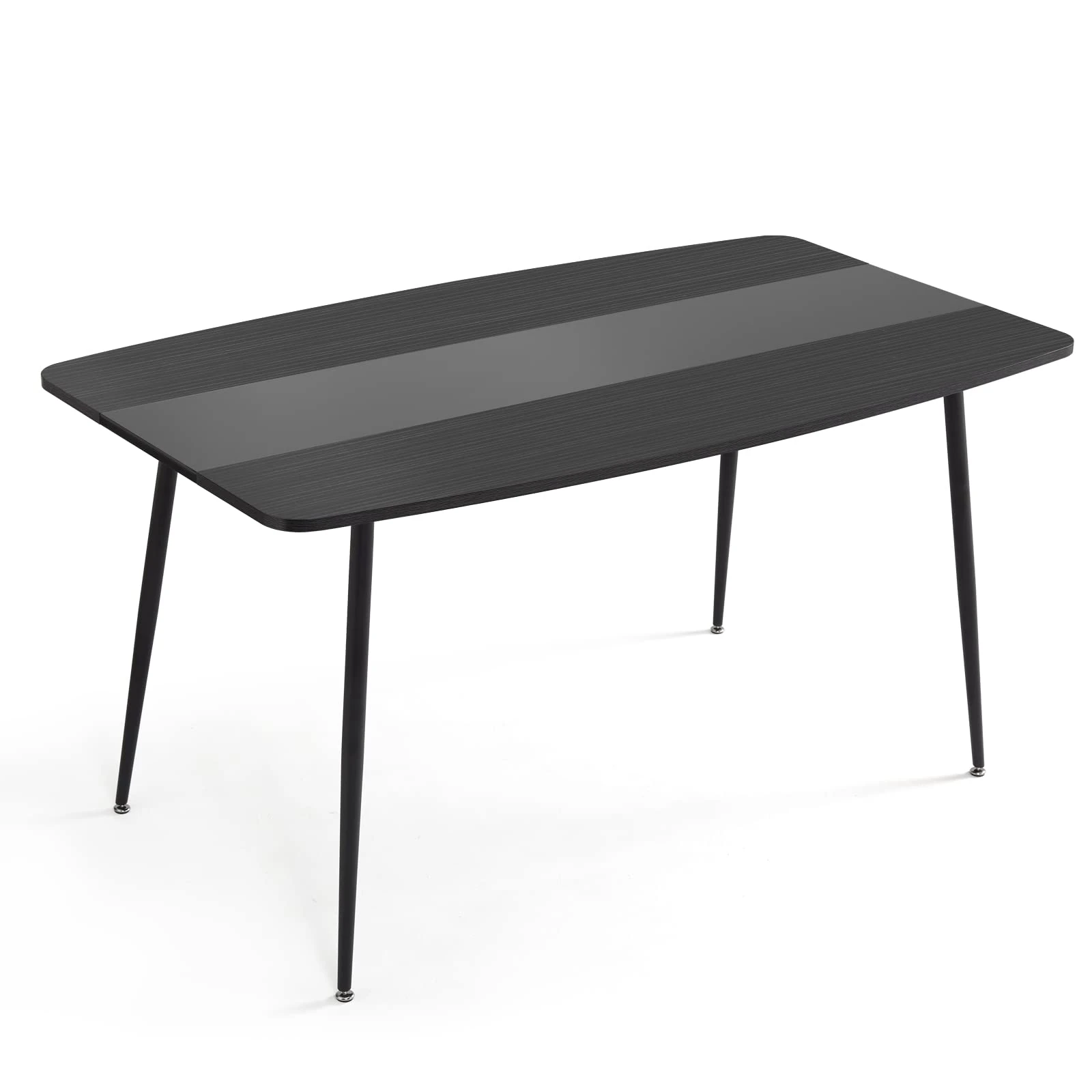 Mondeer Dining Table, Kitchen Table with Adjustable Pads Modern for 4-6 Persons, Suitable for Dining Kitchen Living Room, W150 x H76.5 x D85 cm, Black