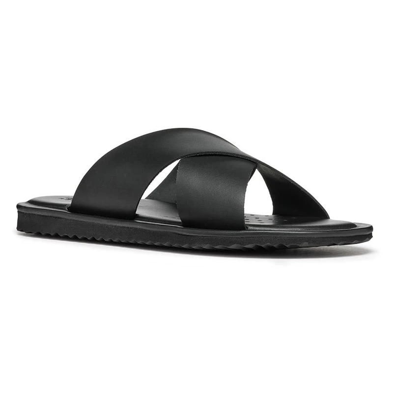 Geox Men's U Erice B Slide Sandal, black, 10 UK