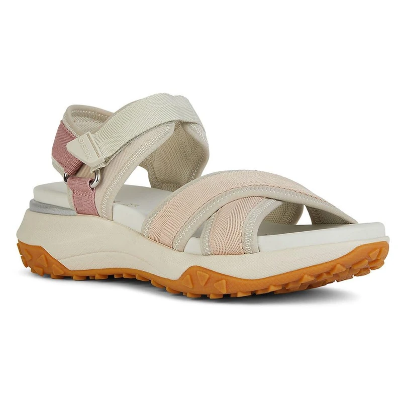 Geox Girls' D Sorapis + Grip A Sport Sandal, Lt Sand Lt Rose, 7 UK