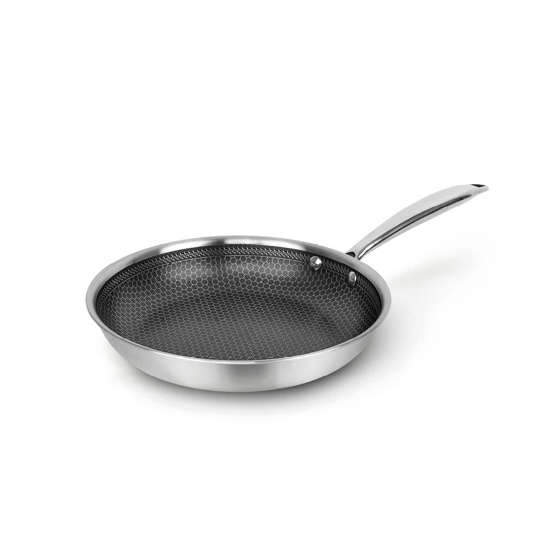 Qulinart by Brandt - The Frying pan with Non-Stick Coating is Suitable for All Types of cookers, Including Induction, Without PFOA and lid (Triply, 24 cm)