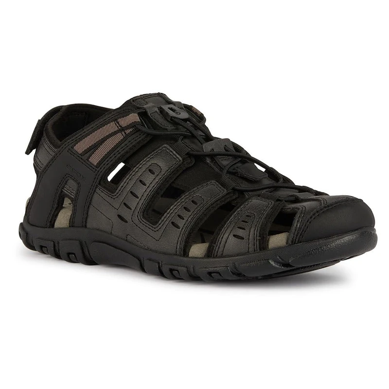 Geox Men's Uomo Strada C Sandal Sport, Black/White, 6 UK