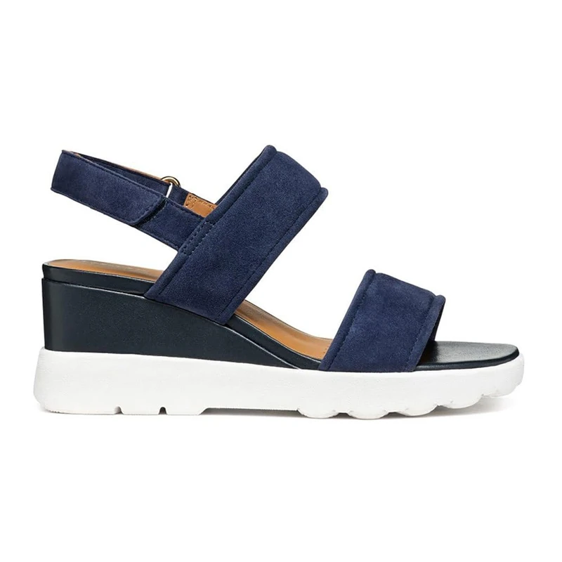 Geox Women's D Spherica Ec6 AWedge Sandal, navy, 3 UK