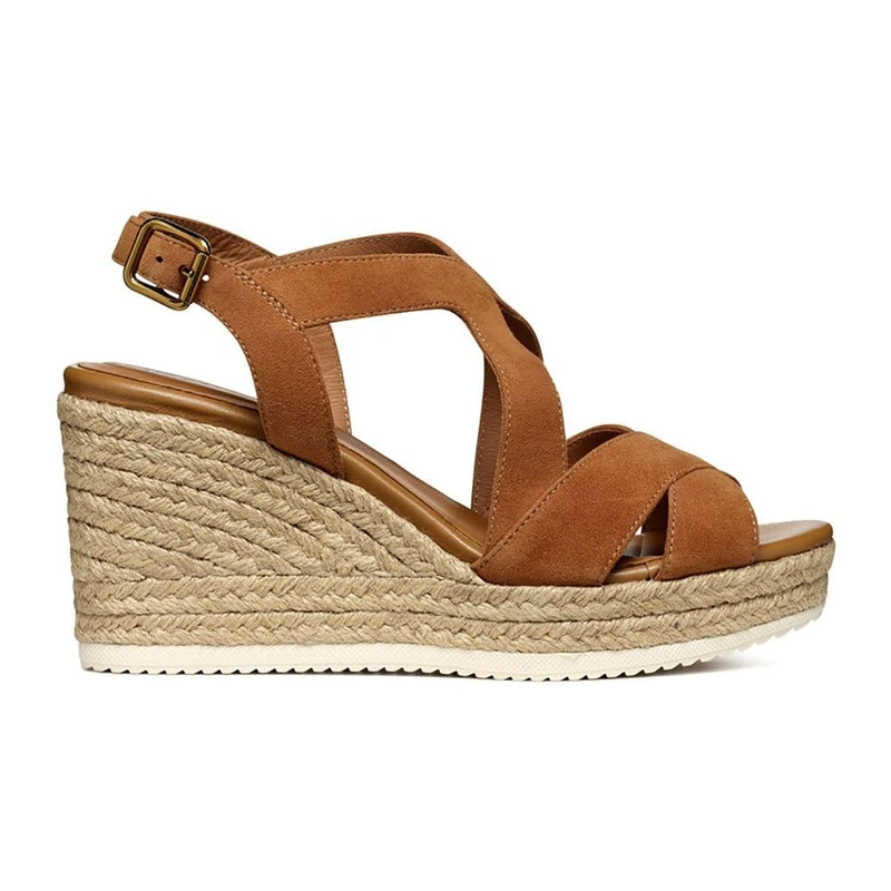 Geox Women's D Ponza C Wedge sandal, Cognac, 5.5 UK - Image 1