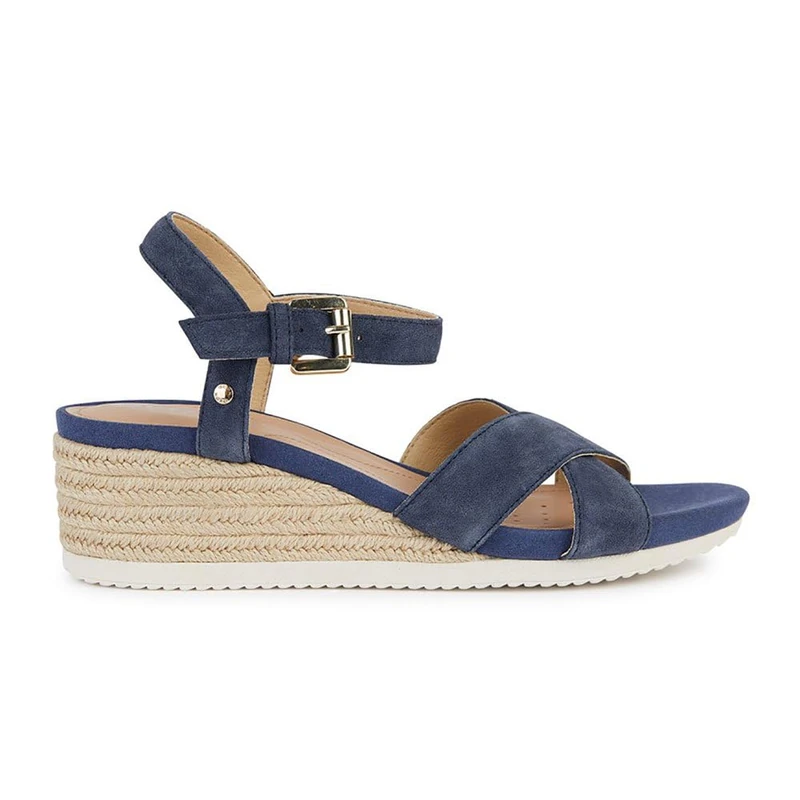 Geox Girls' D Ischia Corda C Wedge Sandals, navy, 6 UK