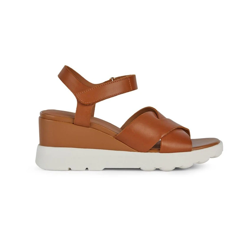 Geox Women's D Spherica Ec6 C Wedge Sandals, Cognac, 2.5 UK