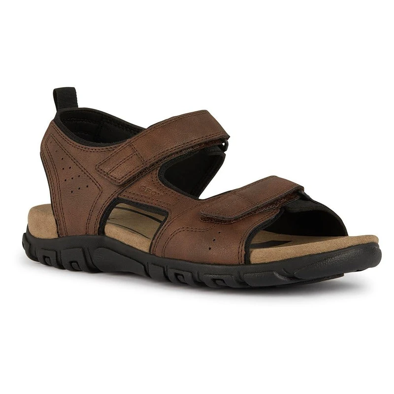 Geox Men's Uomo Strada B Sandal Sports, dark brown, 8 UK