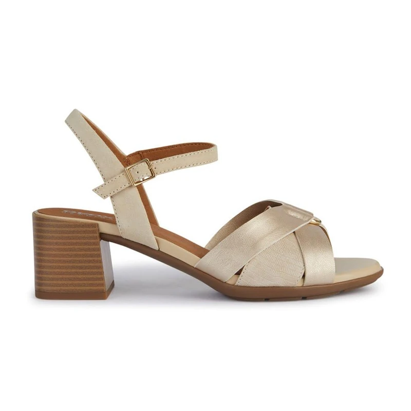 Geox Girls' D New Marykarmen B Heeled Sandal, Sand Lt Gold, 7 UK - Image 1