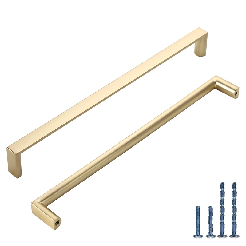 KNOKLOCK Brushed Gold Square Cabinet Pulls and Handle, 8-13/16Inch, 10 Pack