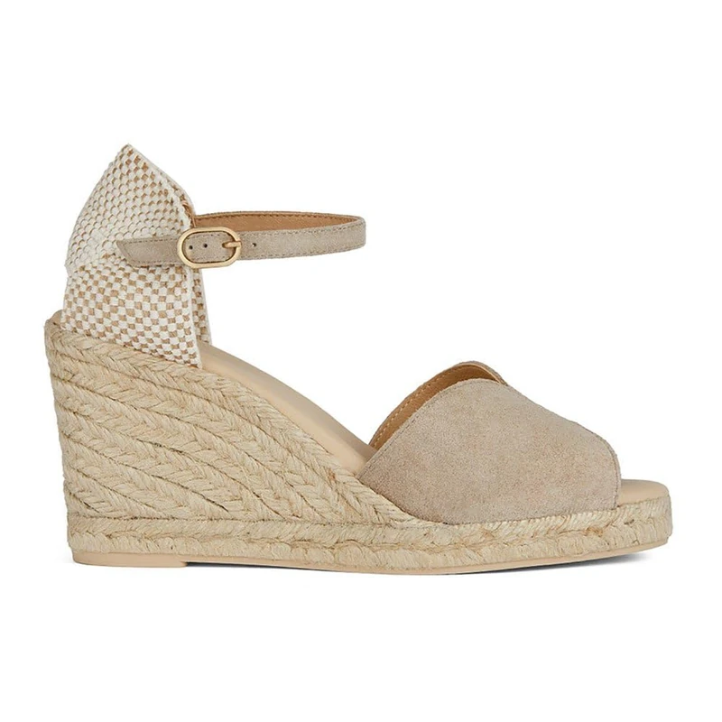 Geox Women's D Gelsa B Wedge Sandal, Lt Taupe, 7.5 UK