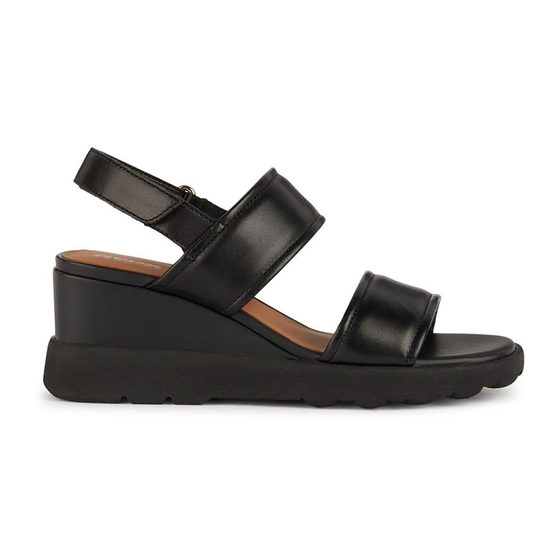 Geox Women's D SPHERICA EC6 A Wedge Sandal, Black, 38 EU, black, 5 UK