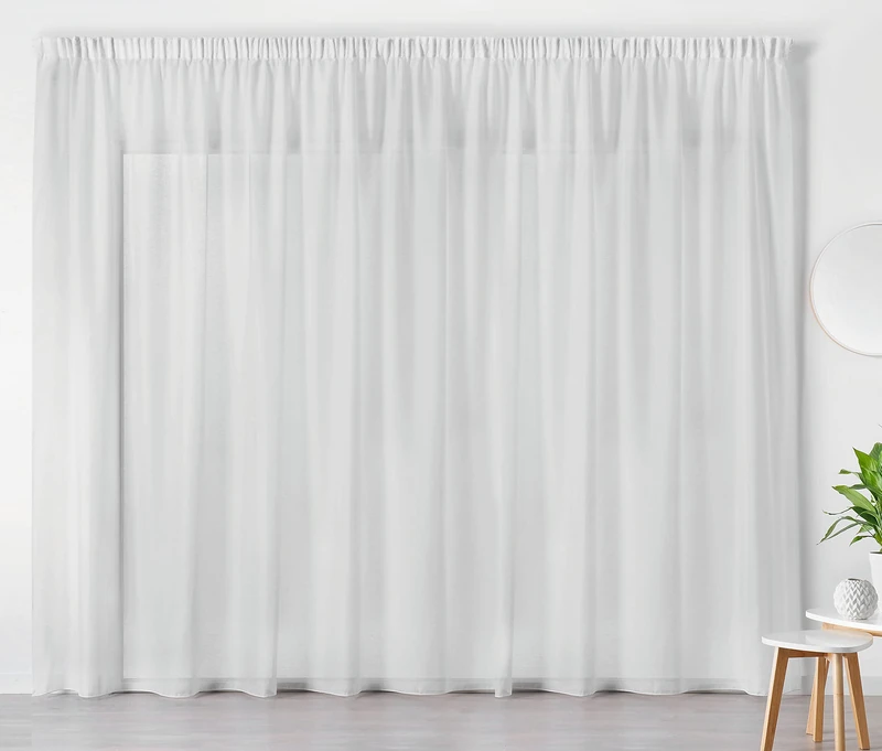 Linder Elegant Transparent Indoor Net Curtains for Windows Polyester Linen White with Ruffle Trim 240 x 240 cm Ideal for Living Room Bedroom Kitchen - Image 1
