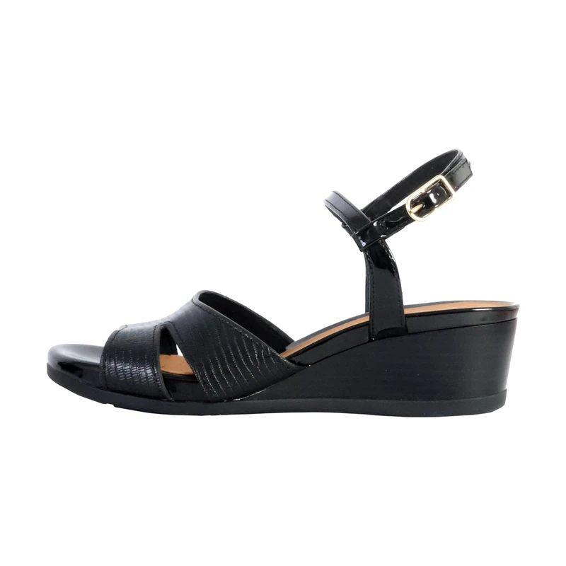 Geox Women's D Marykarmen A Wedge Sandal, Black, 7.5 UK