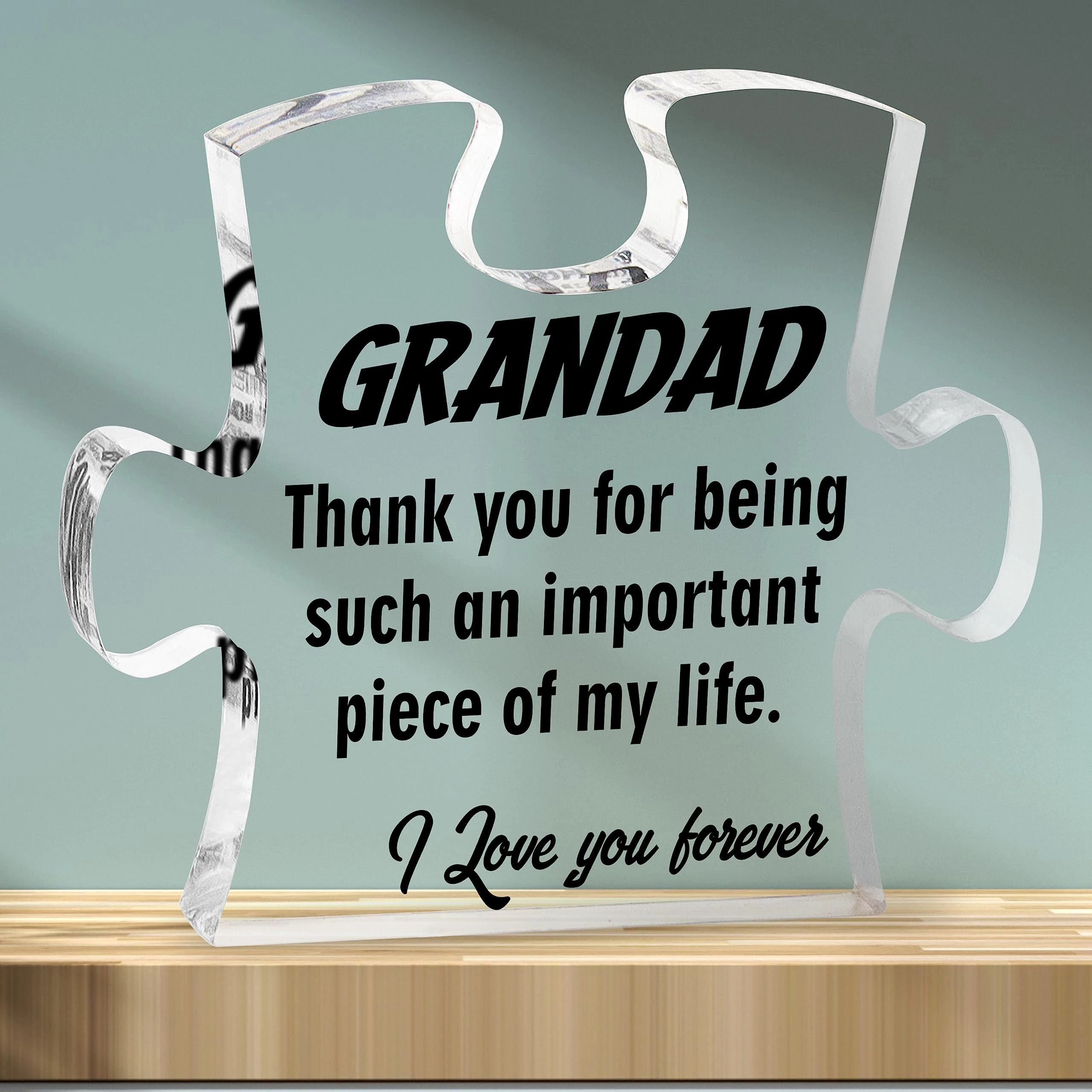 Merclix Grandad Gifts from Grandchildren Puzzle-Shaped Acrylic Plaque Grandad Birthday Gifts from Grandson Granddaughter Christmas Fathers day Presents