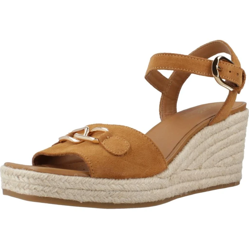 Geox Women's D Panarea C Wedge Sandal, Cognac, 4 UK