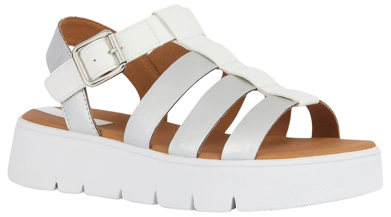 Geox Women's d dandra 40 b Wedge Sandal, Off White, 8 UK
