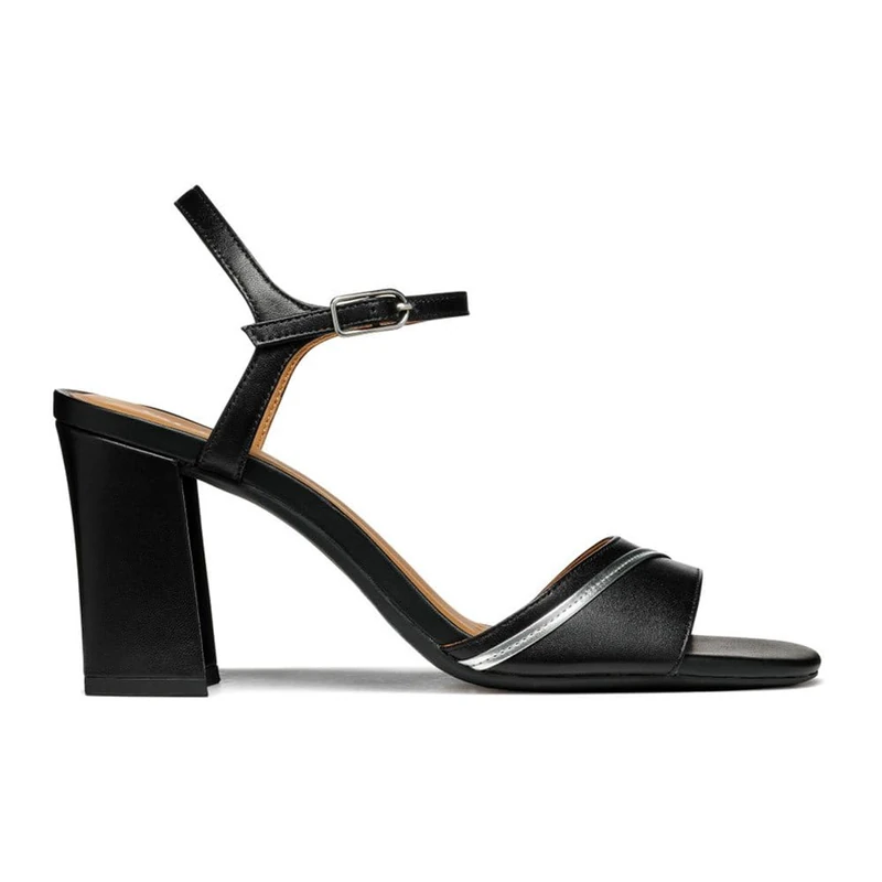 Geox Women's D New Eraklia 80 F Heeled Sandal, Black, 6 UK