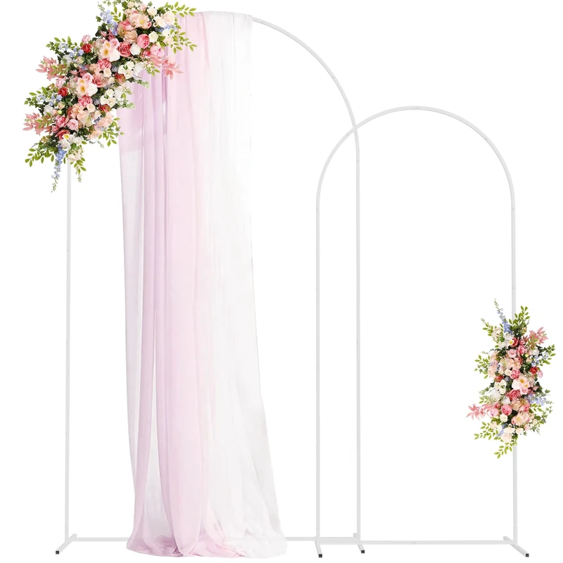 Fomcet Metal Arch Backdrop Stand Set of 2 Wedding Arch Stand White 7.2FT & 6FT Arched Frame for Birthday Party Baby Shower Graduation Ceremony Decorations