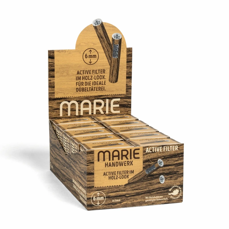 Marie Brown Active Filter Slim Activated Carbon Filter Brown 6 mm - 10 Packs of 34 Filters