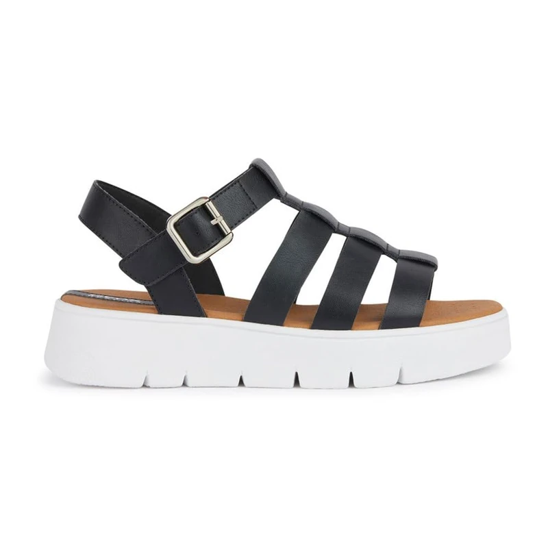 Geox Women's d dandra 40 b Wedge Sandal, Black, 8 UK