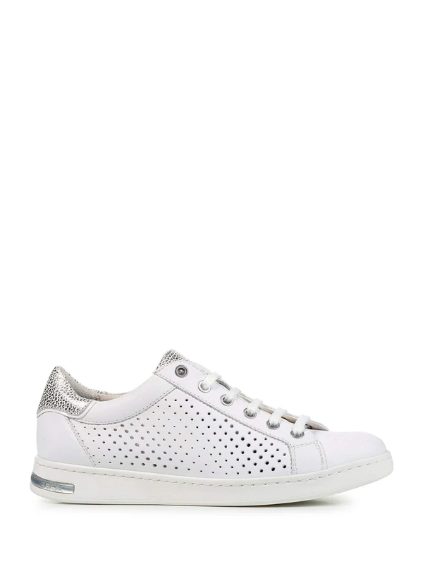 Geox Girls' D Jaysen B Trainers, White Lt Silver, 8 UK