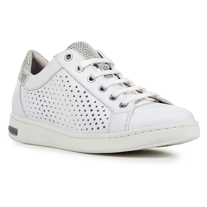 Geox Girls' D Jaysen B Trainers, White Lt Silver, 3 UK