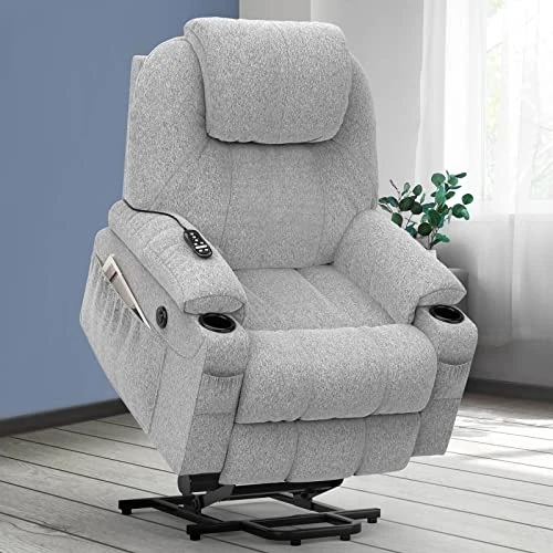 YONISEE Lift chairs recliners for elderly,Recliner Chair with Massage and Heat, Extended Footrest, Heavy Duty Dual Motor Large Living Room USB Port, Cup holders, 2 Side Pockets
