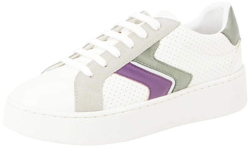 Geox Girls' D Skyely A Trainers, Optic White Purple, 4 UK