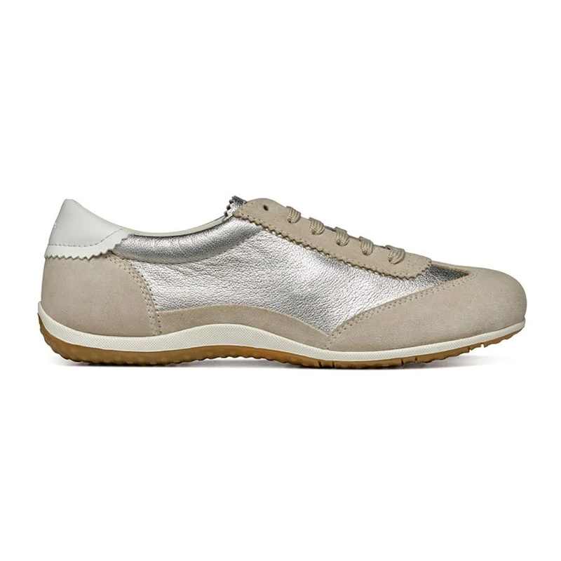 Geox Womens D Vega Sneaker, Lt Taupe Lt Gold, 7 UK