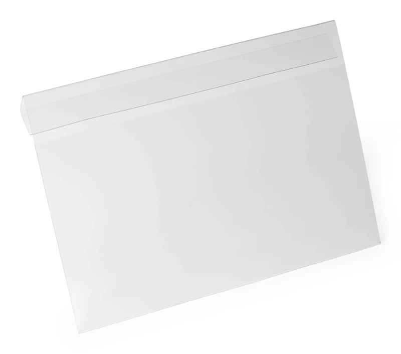 Durable Hard Cover Ticket Holder - Self-Handing Pocket - A4 Landscape - Pack of 10 - Transparent - Perfect for Labelling Shelves and Racking