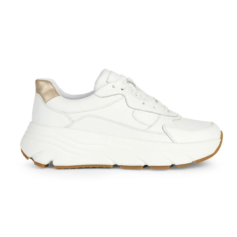 Geox Women's D Diamanta B Platform, White Lt Gold, 4 UK