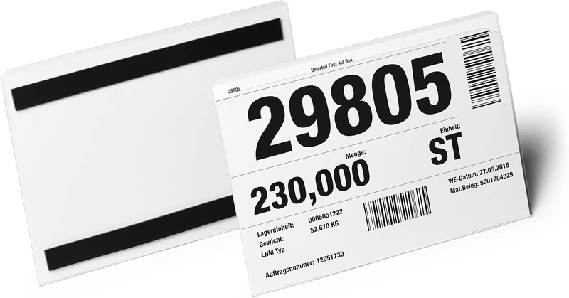 Durable Hard Cover Ticket Holder - Magnetic Label Holder - A5 Landscape - Pack of 10 - Transparent - for Labelling Shelves and Racking - Image 1