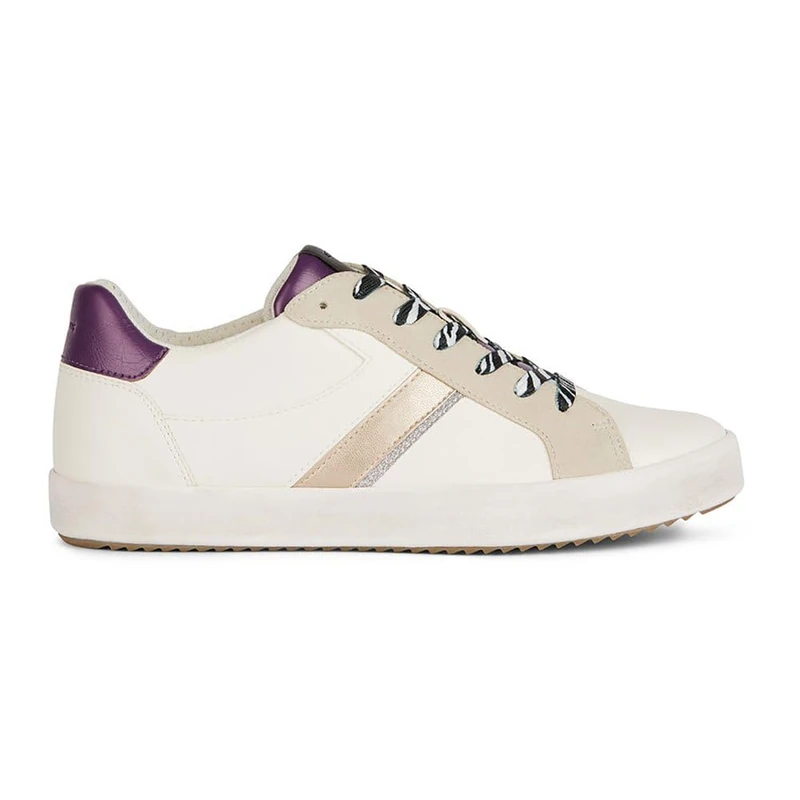 Geox Women's D Blomiee C Sneakers, Optic White Purple, 7 UK